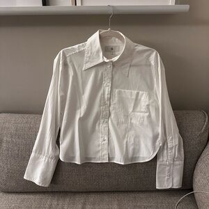 Banana Republic White Cropped Button-Up Shirt XS NWOT